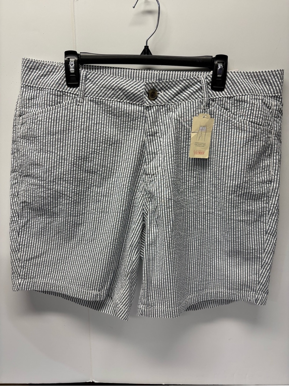 St. John's Bay Womens 16W Secretly Slender Striped Seersucker Shorts